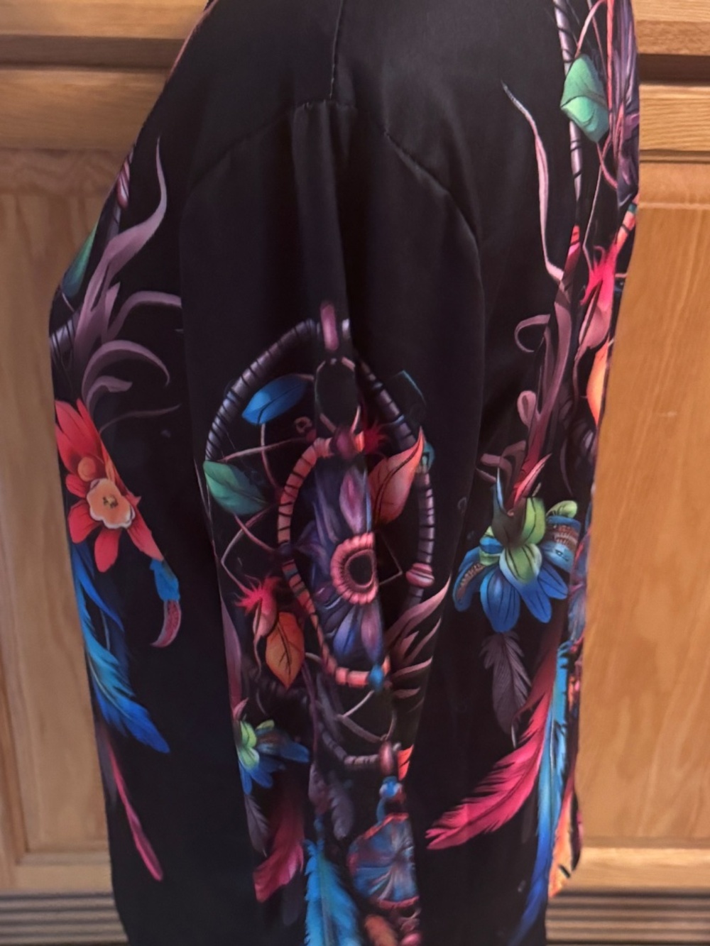 Women's V-Neck Dream Catcher Blouse Long Sleeve Large Colorful Classic Casual - Picture 7 of 10